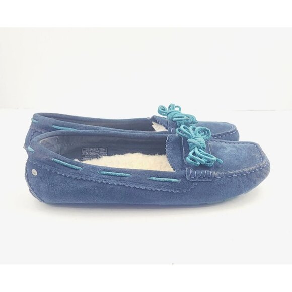 UGG Womens Blue Suede Slippers  -‎ Size 7.5 - Picture 4 of 8